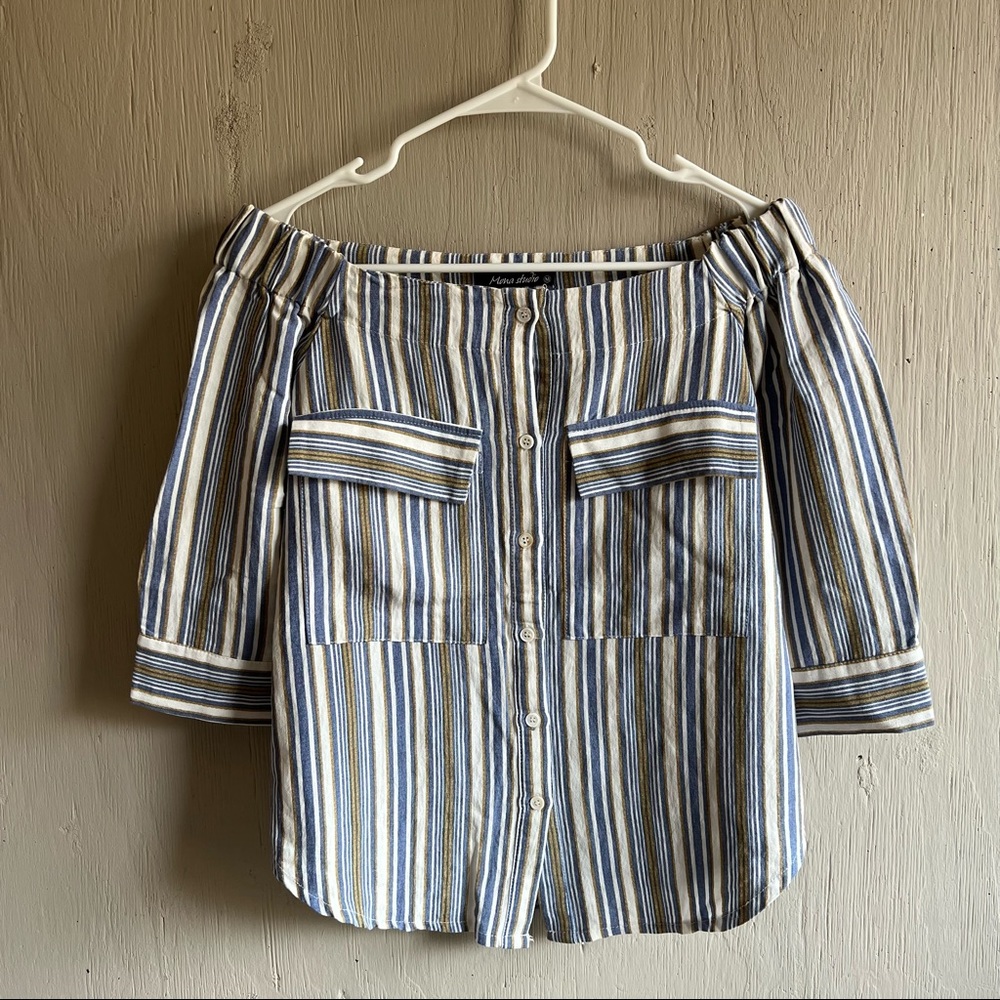 Vintage Striped Drop Shoulder Top